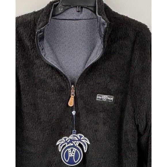 NWT USA Palm Reversible Sherpa 1/4zip Blackout Fleece Warren Small Men’s 44” New - Picture 1 of 10